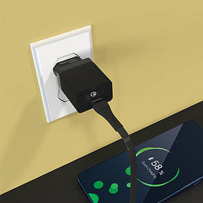 Зарядний пристрій (швидка зарядка) для телефону Borofone BA17A Centrino Quick Charge 3.0 Чорний, фото 3