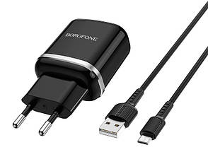 Зарядний пристрій (швидка зарядка) для телефону Borofone BA36A Quick Charge+кабель MicroUSB Чорний, фото 3