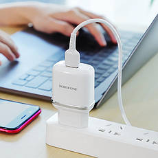 Зарядний пристрій (швидка зарядка) для телефону Borofone BA36A Quick Charge3.0 + кабель Type-C Білий, фото 5