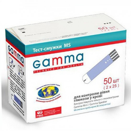 Тест-смужки Гамма Gamma MS, 50 шт., 05.2023 р.