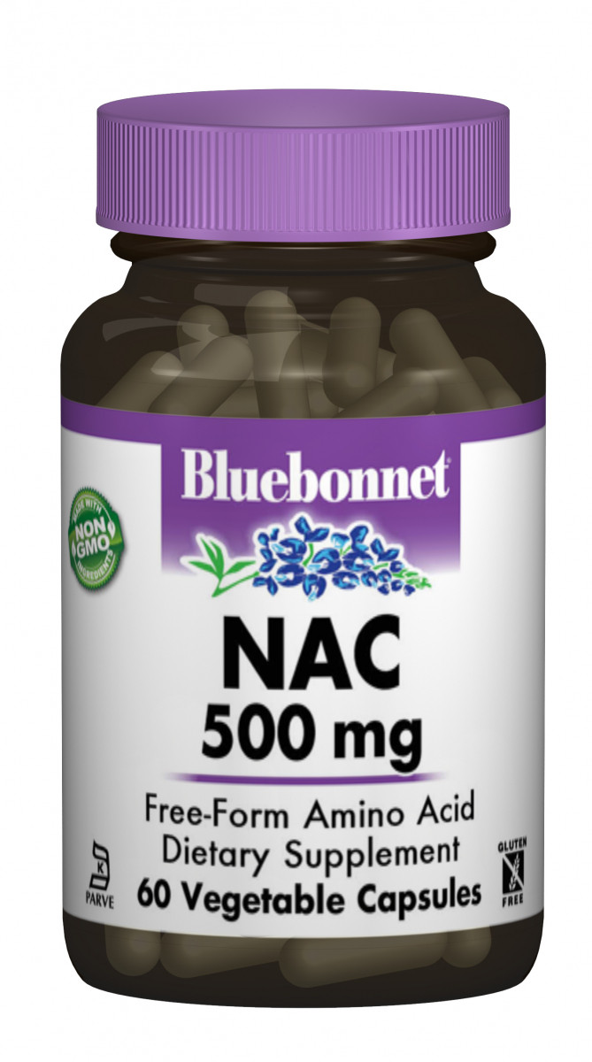 NAC (N-Ацетил-L-Цистеїн), Bluebonnet Nutrition, 500 мг, 60 гелевих капсул