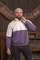 Кофта свитер свитшот мужская весенняя осенняя модная стильная качественная бело-фиолетовая Мельбурн