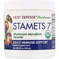Грибной мицелиевый порошок, ежедневная иммунная поддержка, Host Defense, Stamets 7 Mushroom Powder, Daily