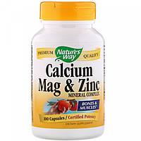 Кальций магний и Цинк, Минеральный Комплекс, Calcium Mag & Zinc Mineral Complex, Nature's Way, 100 капсул