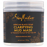 Африканское черное мыло, осветляющая грязевая маска, African Black Soap, Clarifying Mud Mask, SheaMoisture,