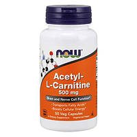 Ацетил-L-Карнитин, Acetyl-L Carnitine, Now Foods, 500 мг, 50 капсул