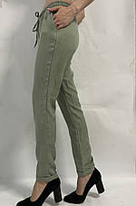 Літні штани з льону-котону No14 БАТАЛ салатовий, фото 3