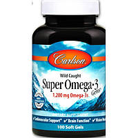 Омега-3, рыбий жир, Omega-3 Gems, Fish Gel, Carlson Labs, 1200 мг, 100 капсул