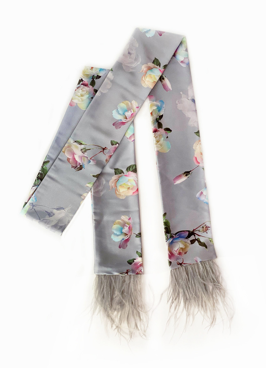 Стильна краватка-твіллі з пір'ям, стрічка для волосся від My Scarf, фото 1