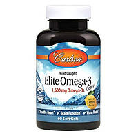 Рыбий жир Омега-3, лимон, норвежский, Elite Omega-3, Carlson Labs, 1600 мг, 60 гелевых капсул