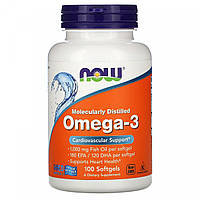 Рыбий жир Омега-3 Omega-3 с молекулярной дистилляцией Now Foods 100 капсул