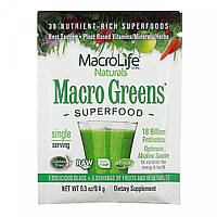 Макро-зелень, суперпродукты, Macro Greens, Superfood, Macrolife Naturals, 9,4 г