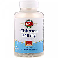 Хитозан, Chitosan, KAL, 750 мг, 120 вегетарианских капсул