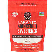 Подсластитель Monkfruit с эритритом, классический, Monkfruit Sweetener with Erythritol, Classic, Lakanto, 454