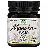 Настоящая еда, манука мед, Real Food, Manuka Honey, MGO 250, Now Foods, 250 г