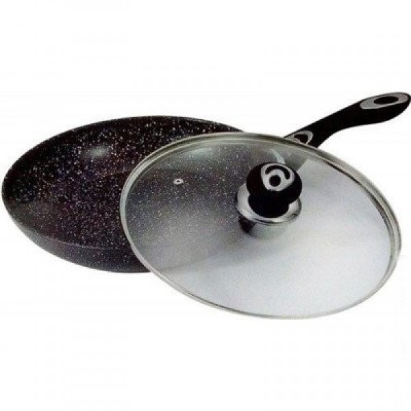 Сковорода з кришкою VISSNER мармурове покриття 24 см Black Колір чорний 7560-24, фото 1
