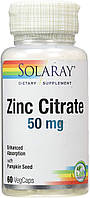 Цинк, Zinc Citrate, Solaray, 50 мг, 60 вегетарианских капсул