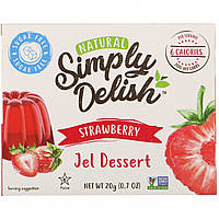 Натуральный десерт с желе, клубника, Natural Jel Dessert, Strawberry, Natural Simply Delish, 20 г