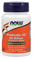 Пробиотик-10, Probiotic, Now Foods, 25 Млрд МЕ, 30 капсул