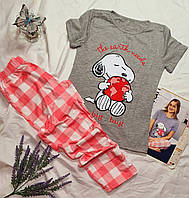 Пижама женская с коротким рукавом Snoopy серая/Піжама жіноча з коротким рукавом сіра L. Турция