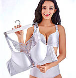 Бюстгальтер 90 C великий розмір для пишних грудей сірий з метеликом без кісточок застібкою спереду, фото 2