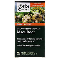 Gaia Herbs, Желатинированный корень маки, 60 растительных капсул Днепр