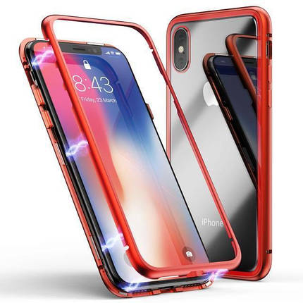 Чохол накладка iPaky для iPhone 7Plus/8Plus Magnetic Case прозорий червоний, фото 1