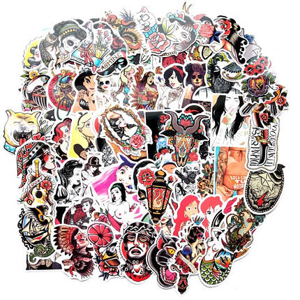 Набір вінілових наклейок стикерів Милі дівчата Стікербомбінг на автотелефон ноутбук стіну 50 шт., фото 1