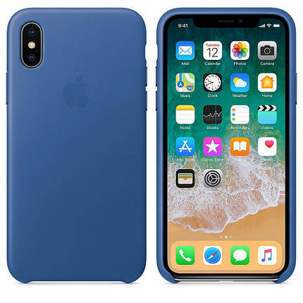 Чохол накладка на iPhone Х/XS Leather Case синій, фото 3
