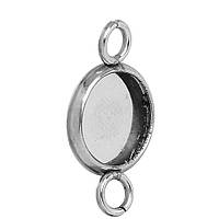 Підвіска, Кругла, Колір: метал, Нержавіюча сталь, Основа для кабошона 10 мм, 20 мм x 12 мм