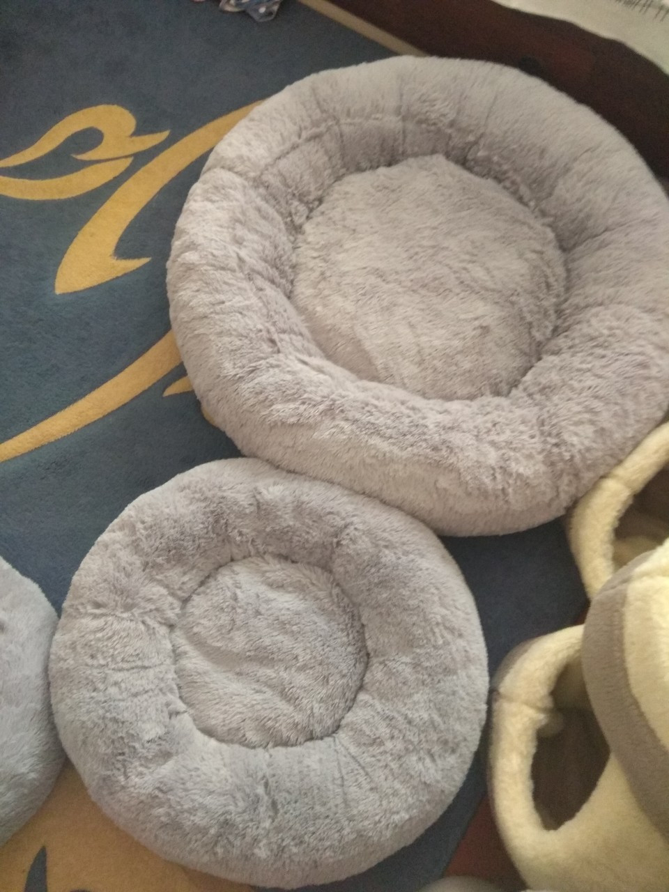 Лежак лежанка пуфик подушка для тварин кішок і собак з штучного хутра «травичка» зі знімною подушкою.
