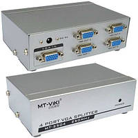 Сплітер VGA 1x4 MT-VIKI (1920x1440, 250MHz), металевий, DC-9V, 300mA, MT-2504