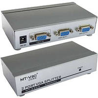 Сплітер VGA 1x2 MT-VIKI (1920x1440, 250MHz), металевий, DC-9V