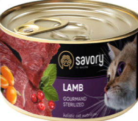 Консерви для котів Savory Sterilized Lamb (Cаворі для стерелізованих котів з ягням) 200г.