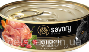 Консерви для котів  Savory Sterilized Chicken (Cаворі для стерелізованих котів з куркою) 100г.