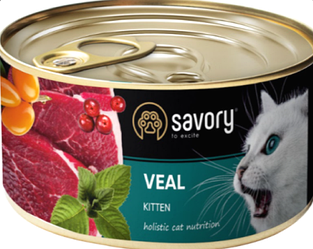 Консерви для кошенят Savory Kitten Veal (Cаворі з телятиною) 200г.