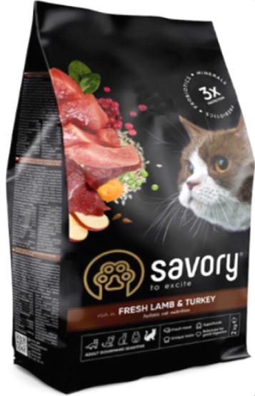 Корм Savory Digestion Fresh Lamb&Turkey (для кішок з чутливим травленням з ягням та індичкою)  2кг.