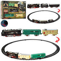 Залізниця на бат-ці,локомотив,15см,2вагони,звук.,світ.,11дет.,в кор-ці №19058-1-2(24)