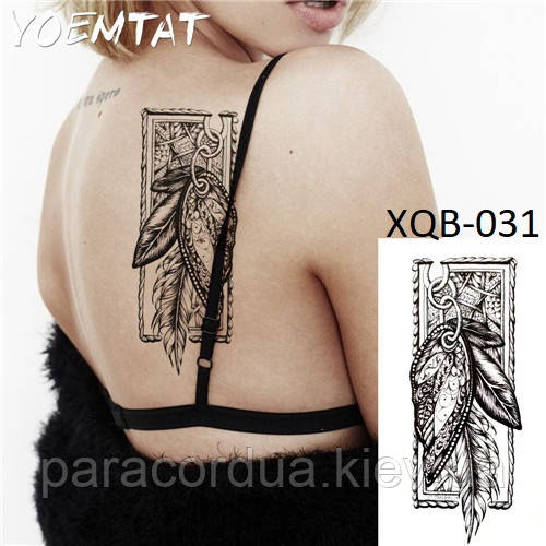 Флеш Тату. 21*10 См, Перевідна. Тимчасова. Ремені, Індійський Стиль, Xqb-031 (S), Ч/Б