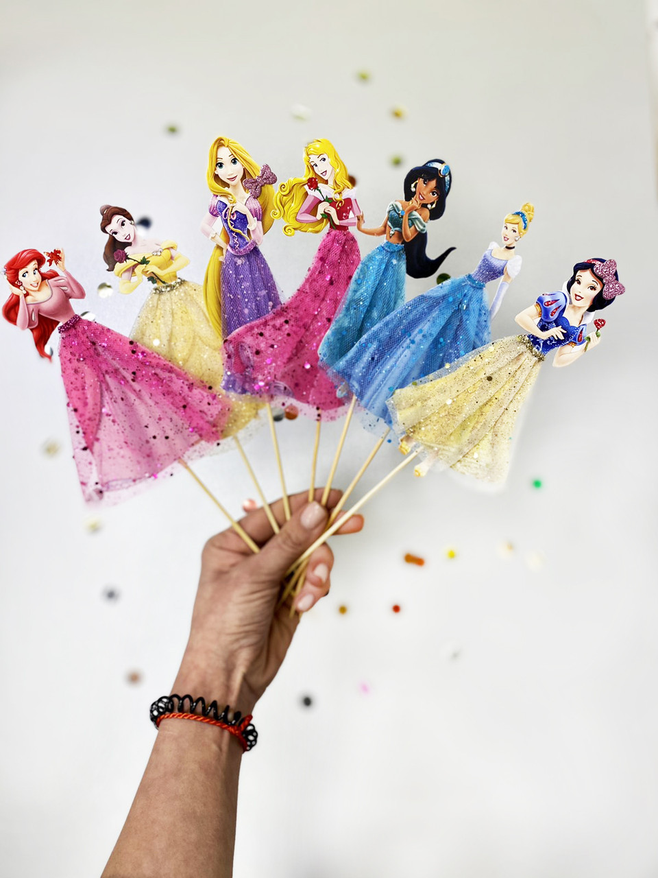 Великий Топпер в торт "Принцеси Дісней" односторонній, ручна робота КАРТОН 15 см