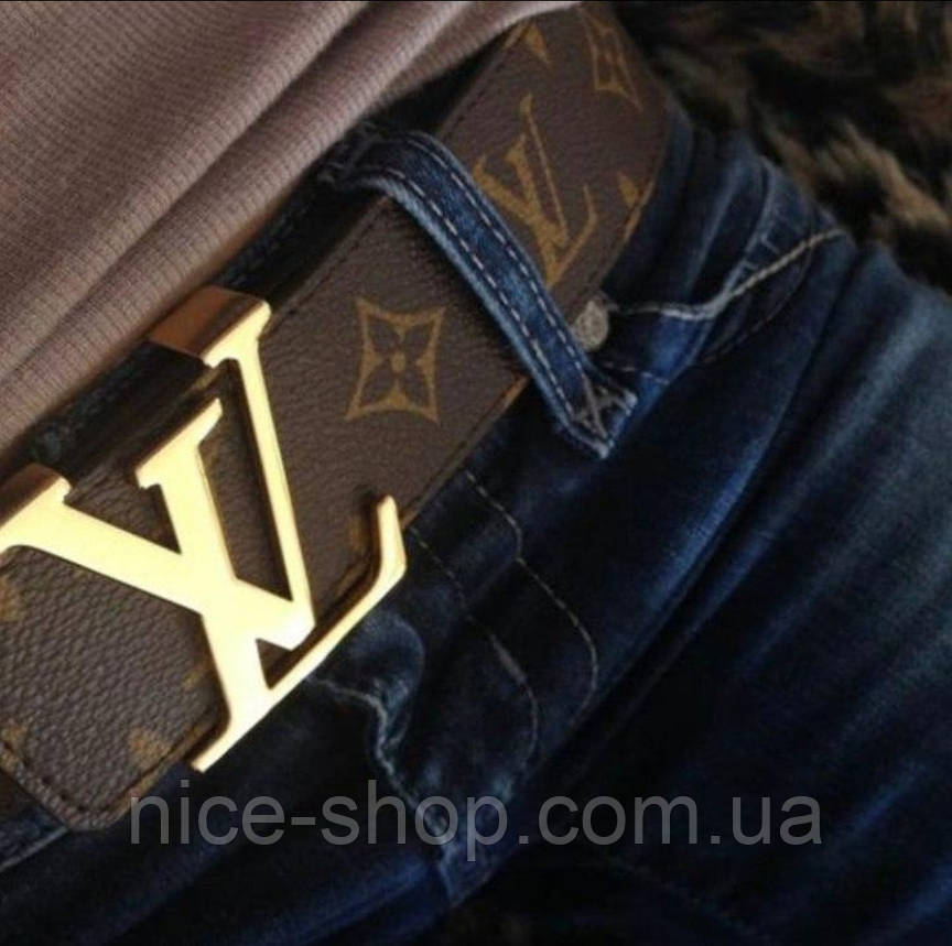 Ремінь Louis Vuitton шкіряний, фурнітура золото, фото 1