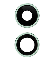 Скло камери для iPhone 12/ 12 mini, зелене + кільце, комплект 2 шт.