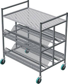 Візок для сушіння посуду ТСПС - всі полиці для склянок