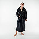 Махровий халат преміум якості чоловічий банний довгий на запах з коміром та іменною вишивкою, фото 3