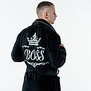 Махровий халат преміум якості чоловічий банний довгий на запах з коміром та іменною вишивкою, фото 8