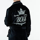 Махровий халат преміум якості чоловічий банний довгий на запах з коміром та іменною вишивкою, фото 2