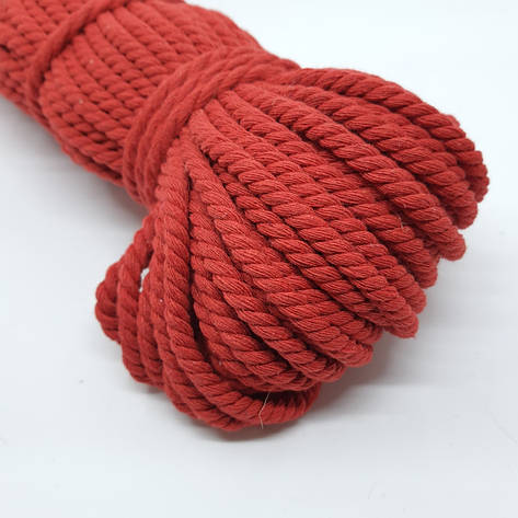 Канат ХБ червоний 6 мм 50 м бавовняна мотузка червона для рукоділля, фото 2