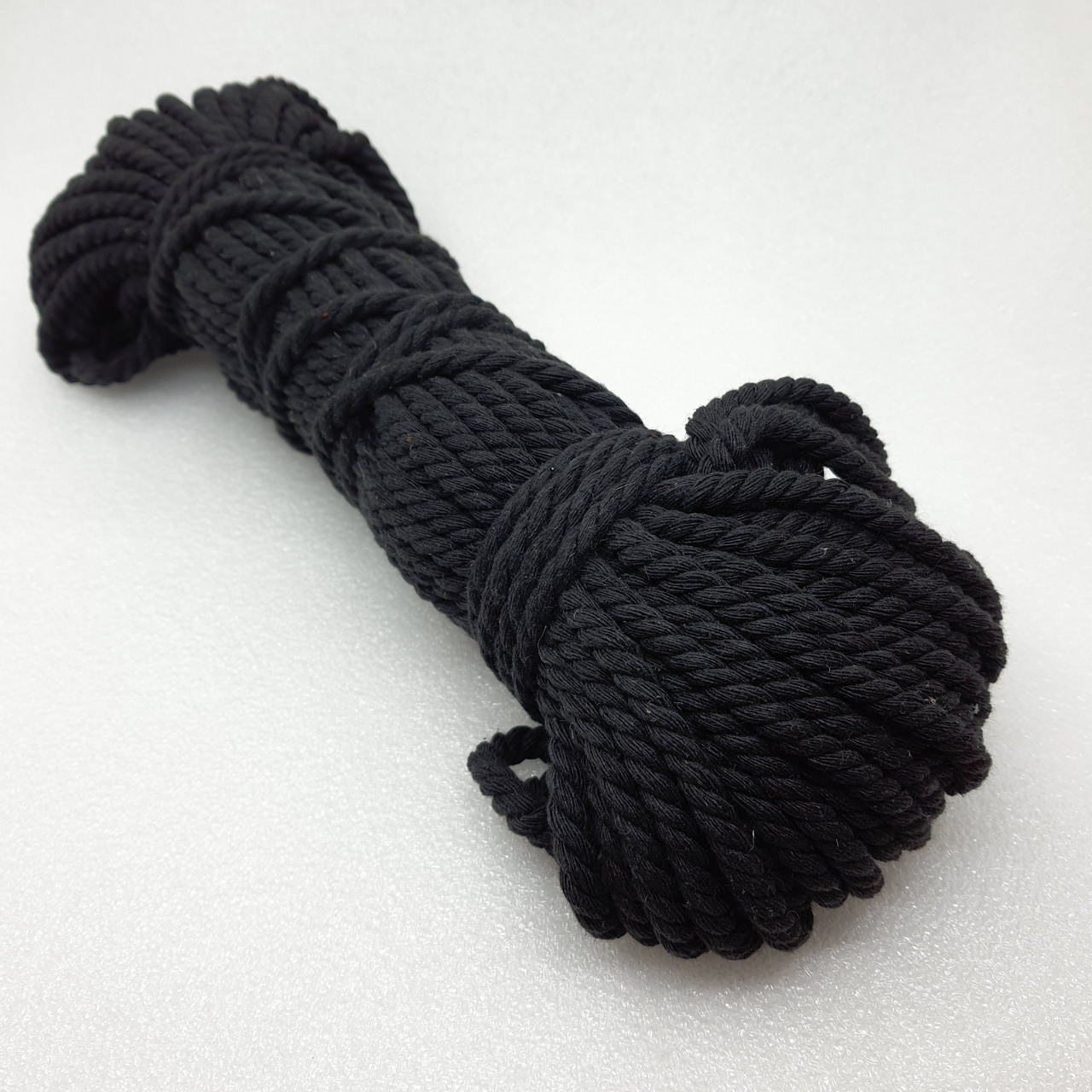 Канат ХБ чорний 6 мм 50 м мотузка, бавовняна чорна для рукоділля