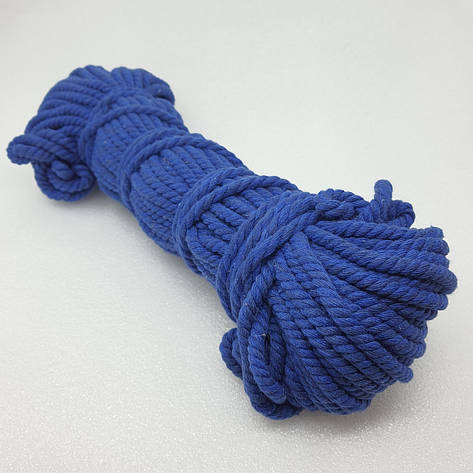 Канат ХБ синій 6 мм 50 м бавовняна мотузка синя для рукоділля, фото 2