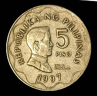 Монета Філіппін 5 песо 1997 р. Еміліо Агинальдо